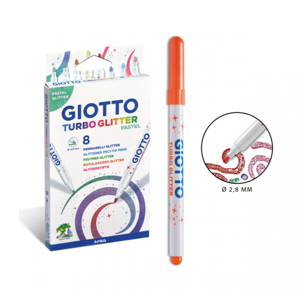 Giotto Μαρκαδόροι Turbo Glitter Pastel 8 τεμ.